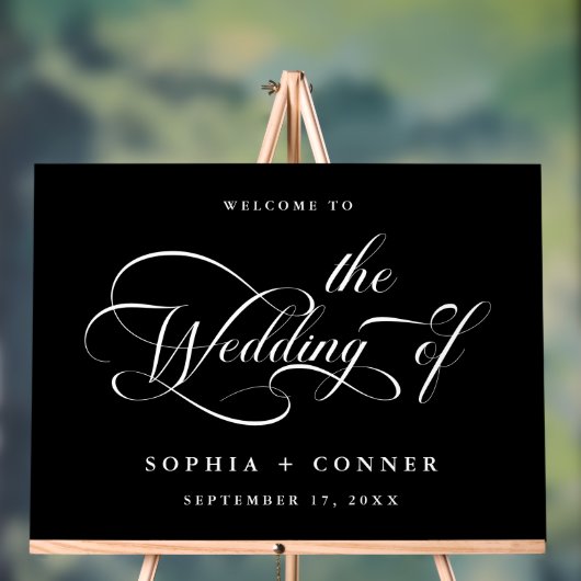 Elegante Charm Script Wedding Welcome Black Acrylschild (Neutral)