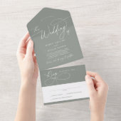 Elegante Charm UAWG Dark Sage Wedding All In One Einladung (Abreißen)