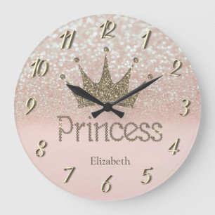 Elegante charmante Tiara, Prinzessin, Glitzernder  Große Wanduhr