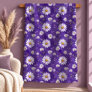 Elegante Charmante Weiße Daisy Lila Salbei Wurfdec Sherpadecke
