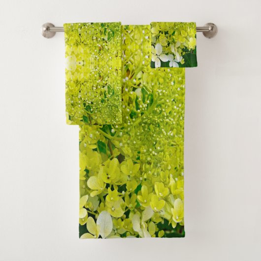 Elegante Chartreuse Green Limelight Hydrangea Badhandtuch Set (Insitu)