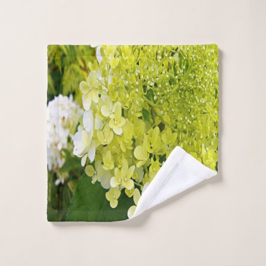 Elegante Chartreuse Green Limelight Hydrangea Badhandtuch Set (Waschlappen)