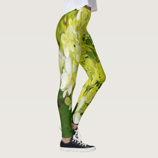 Elegante Chartreuse Green Limelight Hydrangea Leggings (Rechts)