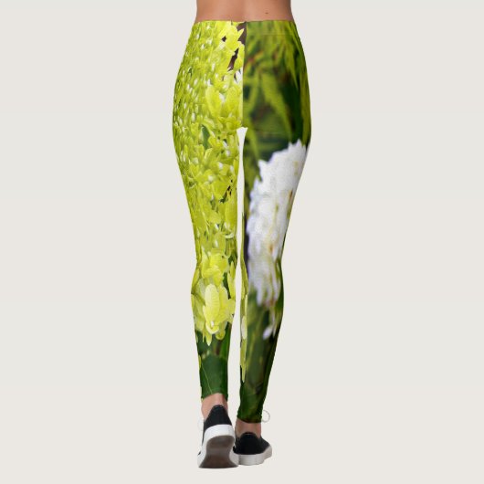 Elegante Chartreuse Green Limelight Hydrangea Leggings (Rückseite)