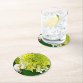 Elegante Chartreuse Green Limelight Hydrangea Runder Pappuntersetzer (Vor Ort)