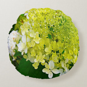 Elegante Chartreuse Green Limelight Hydrangea Rundes Kissen