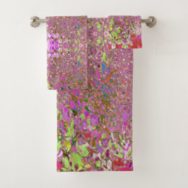 Elegante Chartreuse Green, Pink und Blue Hydrangea Badhandtuch Set