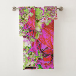 Elegante Chartreuse Green, Pink und Blue Hydrangea Badhandtuch Set