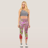 Elegante Chartreuse Green, Pink und Blue Hydrangea Capri Leggings (Vorderseite)