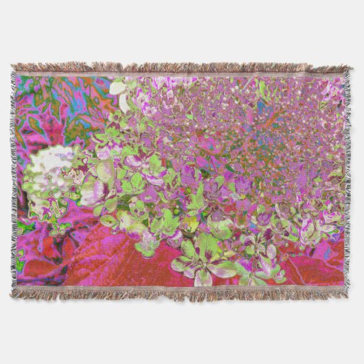 Elegante Chartreuse Green, Pink und Blue Hydrangea Decke (Vorderseite)