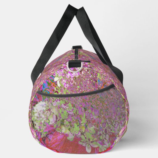 Elegante Chartreuse Green, Pink und Blue Hydrangea Duffle Bag (Rechts)