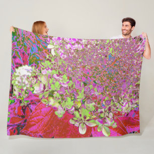 Elegante Chartreuse Green, Pink und Blue Hydrangea Fleecedecke