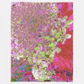 Elegante Chartreuse Green, Pink und Blue Hydrangea Fleecedecke (Vorderseite)