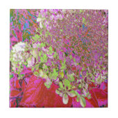 Elegante Chartreuse Green, Pink und Blue Hydrangea Fliese (Vorderseite)