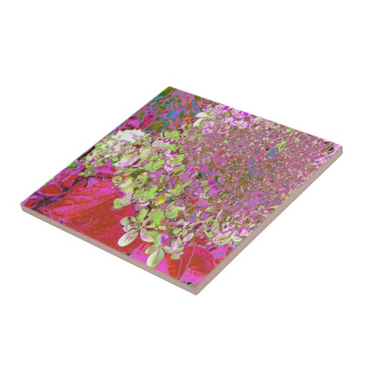 Elegante Chartreuse Green, Pink und Blue Hydrangea Fliese (Seite)