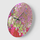 Elegante Chartreuse Green, Pink und Blue Hydrangea Große Wanduhr (Winkel)