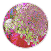 Elegante Chartreuse Green, Pink und Blue Hydrangea Keramikknauf (Vorderseite)