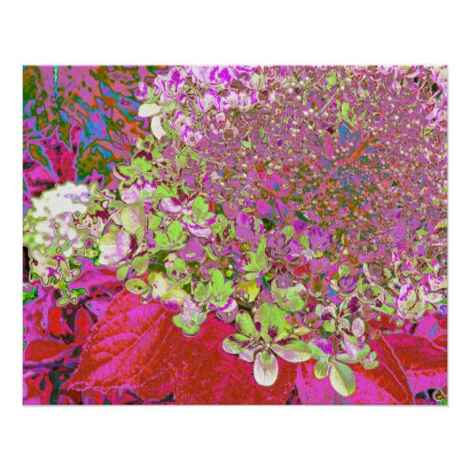 Elegante Chartreuse Green, Pink und Blue Hydrangea Poster (Vorderseite)