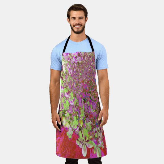 Elegante Chartreuse Green, Pink und Blue Hydrangea Schürze (Getragen)