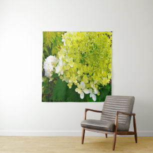Elegante Chartreuse-Grüne Limelight-Hortensie Wandteppich