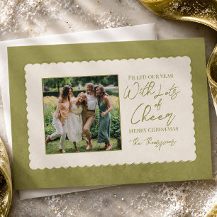 Elegante Chartreuse-Schuppenrand-Familienfoto Feiertagskarte