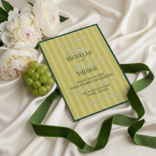Elegante Chartreuse-Streifen-Hochzeit Folieneinladung