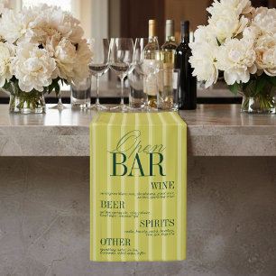 Elegante Chartreuse-Streifen Open-Bar-Menü Hochzei Banner