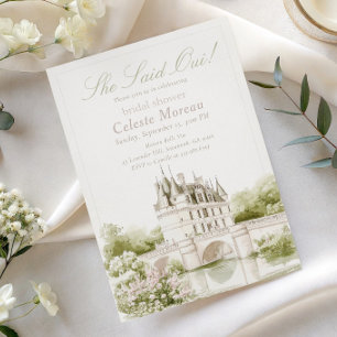 Elegante Château Französische Romanze Brautparty Einladung