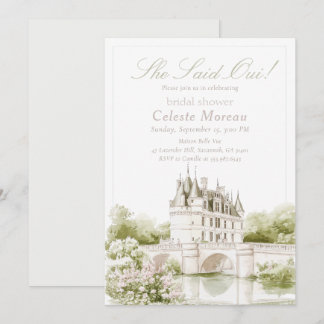 Elegante Château Französische Romanze Brautparty Einladung