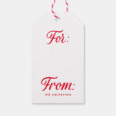 Elegante Cheer Red Script Weihnachtsfeiertag Geschenkanhänger (Rückseite)