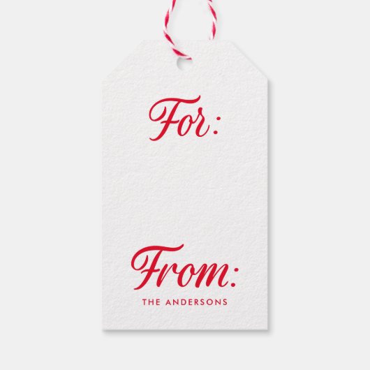 Elegante Cheer Red Script Weihnachtsfeiertag Geschenkanhänger (Rückseite)