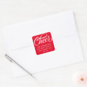 Elegante Cheer Script Weihnachts-Rücksendeadresse Quadratischer Aufkleber (Umschlag)