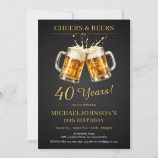 Elegante Cheers and Beers 40. Geburtstagsfeier Einladung