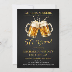 Elegante Cheers and Beers 50. Geburtstagsfeier Einladung