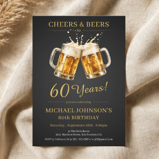 Elegante Cheers and Beers 60. Geburtstagsfeier Einladung