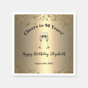 Elegante Cheers Gold 90. Geburtstag Servietten