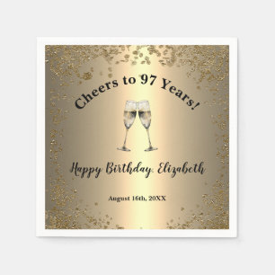 Elegante Cheers Gold 97. Geburtstag Servietten