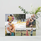 Elegante Cheers Gold Weihnachten 4 Foto Collage (Stehend Vorderseite)