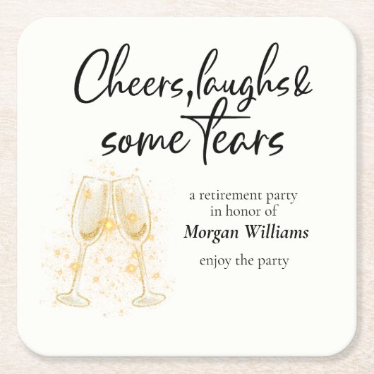 Elegante Cheers Laughs Tears Rentirement Party Rechteckiger Pappuntersetzer (Vorderseite)