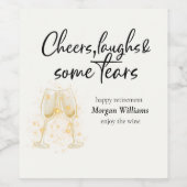 Elegante Cheers Laughs Tears Rentirement Party Weinetikett (Einzelnes Label)