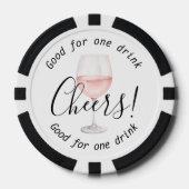 Elegante Cheers Rose Weingetränk Hochzeit Pokerchips (Vorderseite)