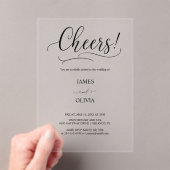 Elegante Cheers Script Clear Acrylic Wedding Acryleinladungen (Insitu (Handheld))