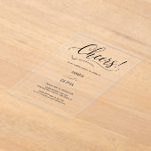 Elegante Cheers Script Clear Acrylic Wedding Acryleinladungen (Ablage )
