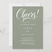 Elegante Cheers Script Sage Grün Hochzeit  Einladung (Vorderseite)