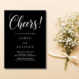 Elegante Cheers Script Schwarze Hochzeitseinladung Einladung
