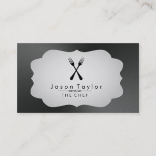 Elegante Chef Catering Retro Kreuzgabel Schwarz Visitenkarte