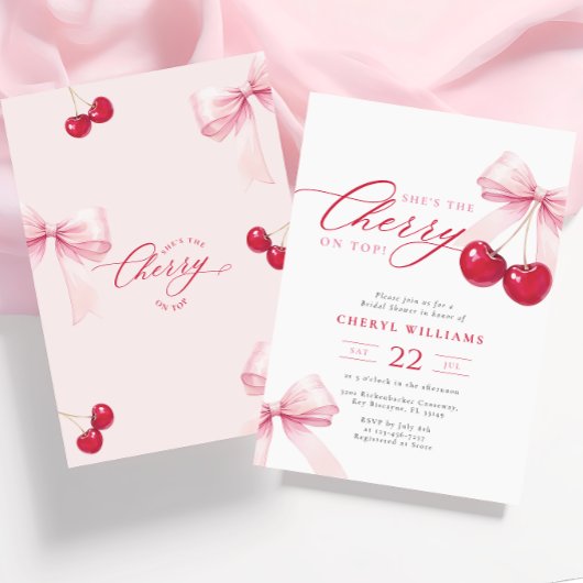 Elegante Cherry am oberen Brautparty Einladung