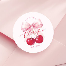 Elegante Cherry am oberen Brautparty Runder Aufkleber