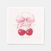 Elegante Cherry am oberen Brautparty Serviette (Vorderseite)