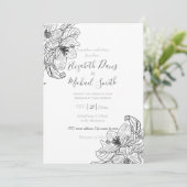 Elegante Cherry Blossom Blume Schwarz-weiß botanis Einladung (Stehend Vorderseite)